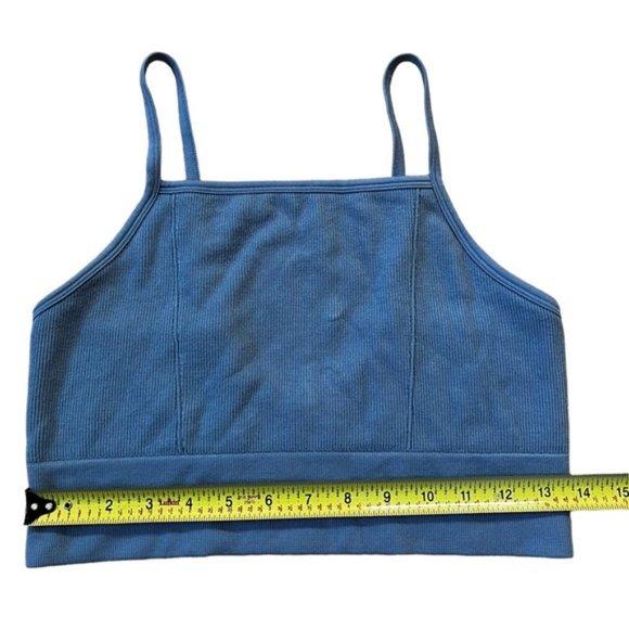 Fabletics Blue Ribbed Midi Bralette - Picture 6 of 7